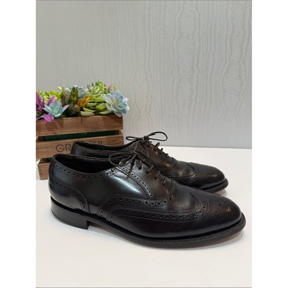 Vintage Hanover Master-Flex Black Leather Wingtip Oxfords Mens 12 USA Made